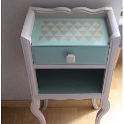 Made in Maud - Pochoir camaelle triangles scandinaves, Couleur Cactus et Angora