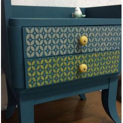 Samedi le relooking - Color'Mat Plume de Paon, Nevada et Impala et le pochoir Imprimé'70