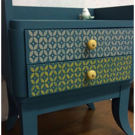 Samedi le relooking - Color'Mat Plume de Paon, Nevada et Impala et le pochoir Imprimé'70