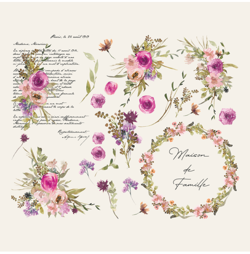 Transfert à sec - Fleurs Aquarelle