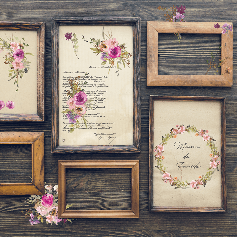 Transfert à sec - Fleurs Aquarelle