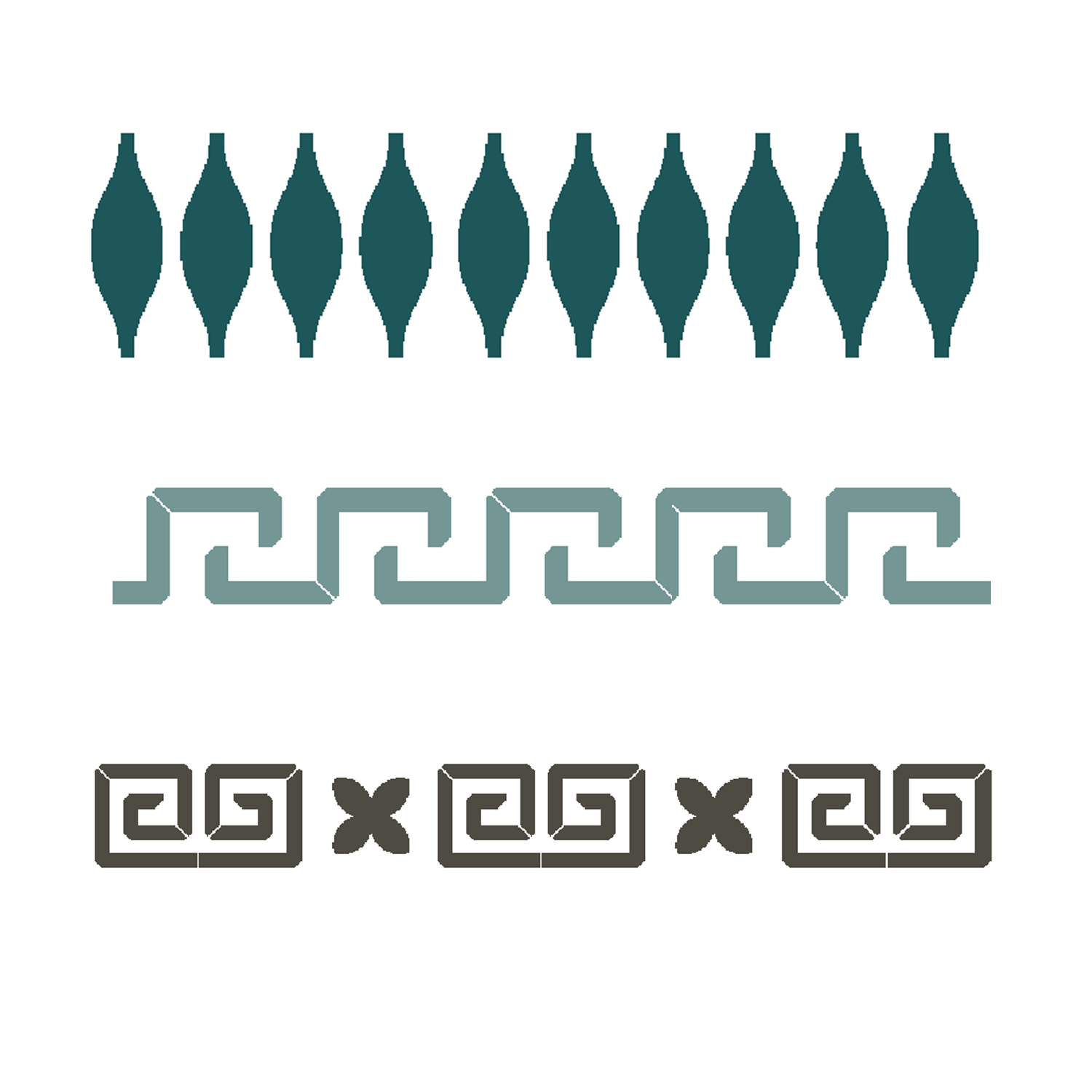 Pochoir Olympie  (Pack de 3 pochoirs frises )