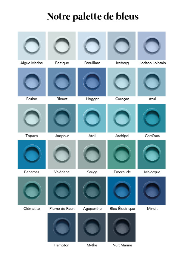 Peintures du nuancier Bleus Camaëlle